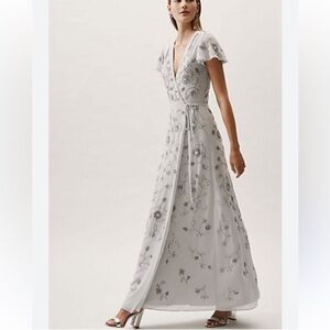 BHLDN  Plymouth Floral Embellished Maxi Dress in Fog